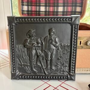 Vintage Haas + Sohn Cast Iron Wall Plaque Farm Scene Fireback
